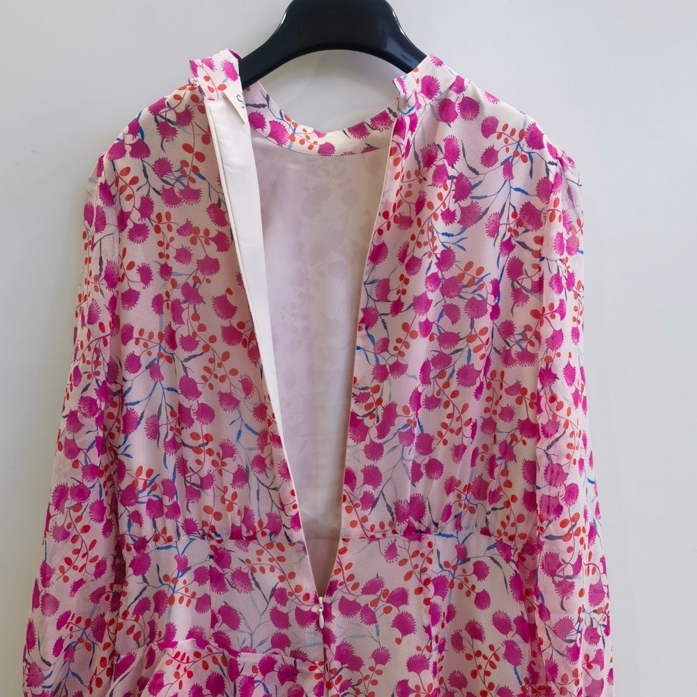 Saloni Isa Silk Georgette Tiered Ruffle Midi Dress - Picture 8 of 15